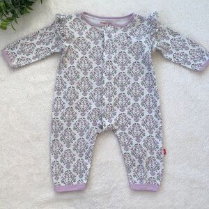 Magnetic Me Purple Floral Romper 6-9M Footless